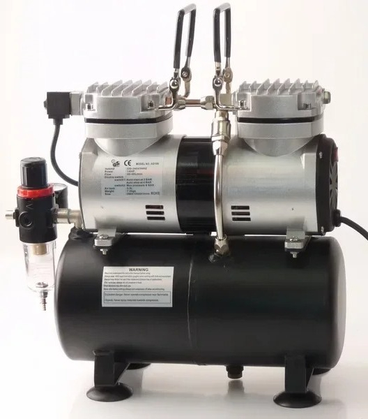 Airbrush Kit With Mini Compressor - Zestaw Mini Kompresora do Aerografu AS196,