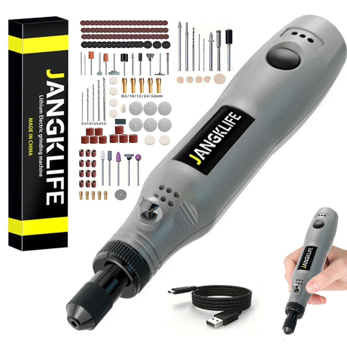 Cordless Rotary Tool Kit Accessories - Zestaw narzędzi obrotowych bezprzewodowych USB JANGKLIFE