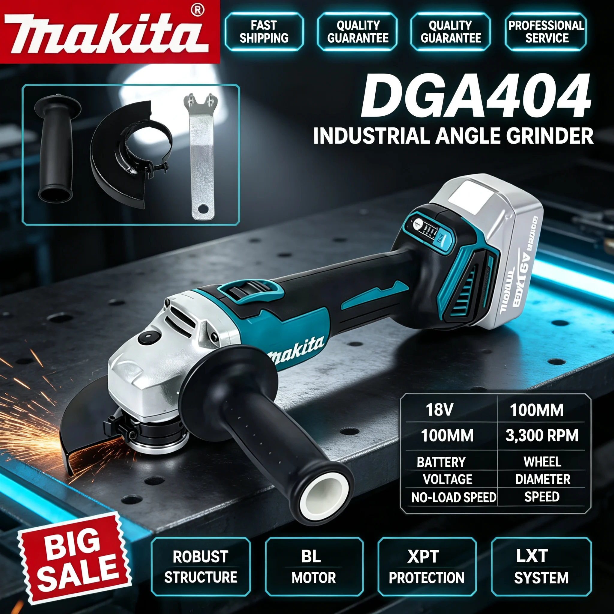 Makita DGA404 – akumulatorowa  – Brushless Angle Grinder Battery Powered recenzja i cena