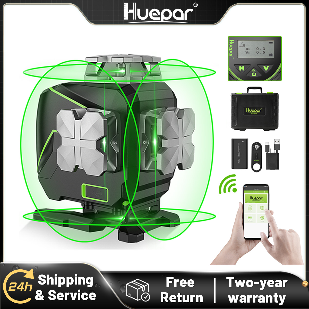 Huepar S04CG-A 16 Linii 4D Las – Laser Level 16 Lines 4D Green recenzja i cena